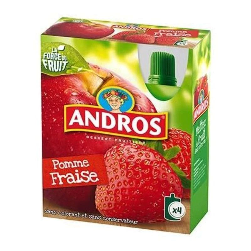 Andros Gourde Pomme Fraise 4x9
