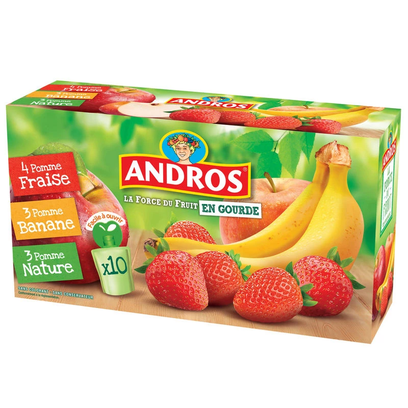 Compote en gourde multi-fruits 10x90g - ANDROS