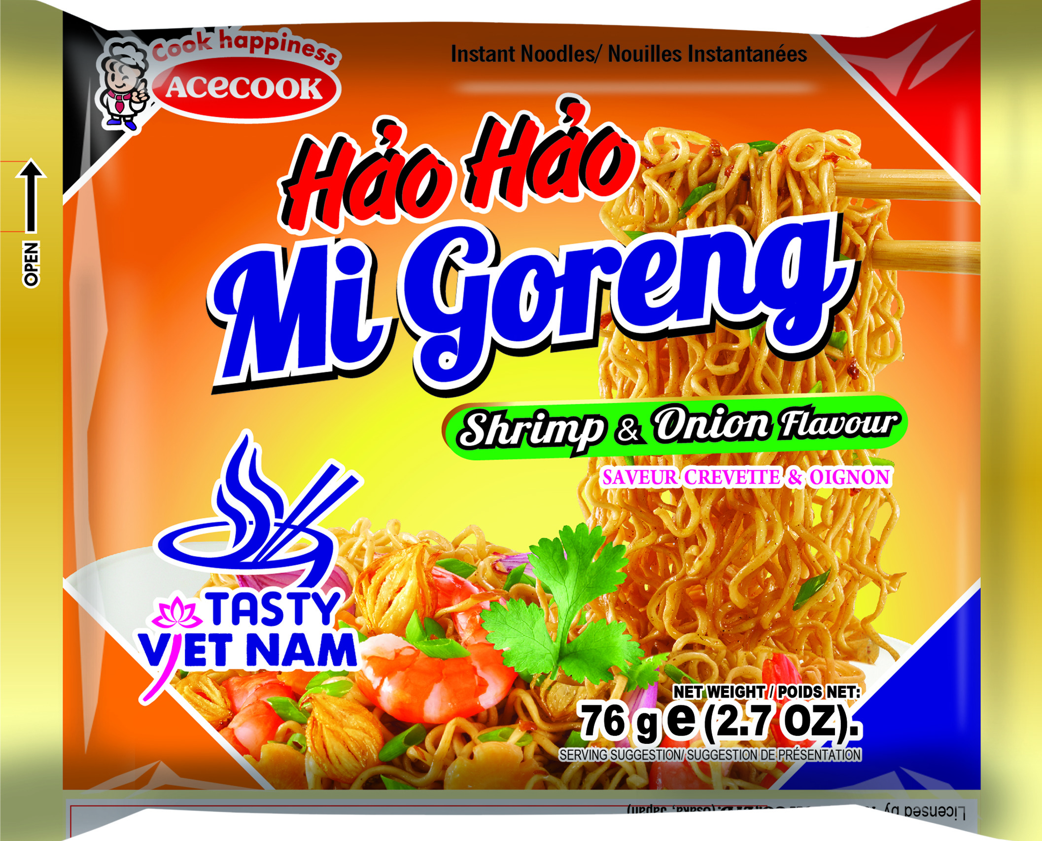 Hh Instant Noodles Shrimp Onion 30 X 76 Gr - Acecook