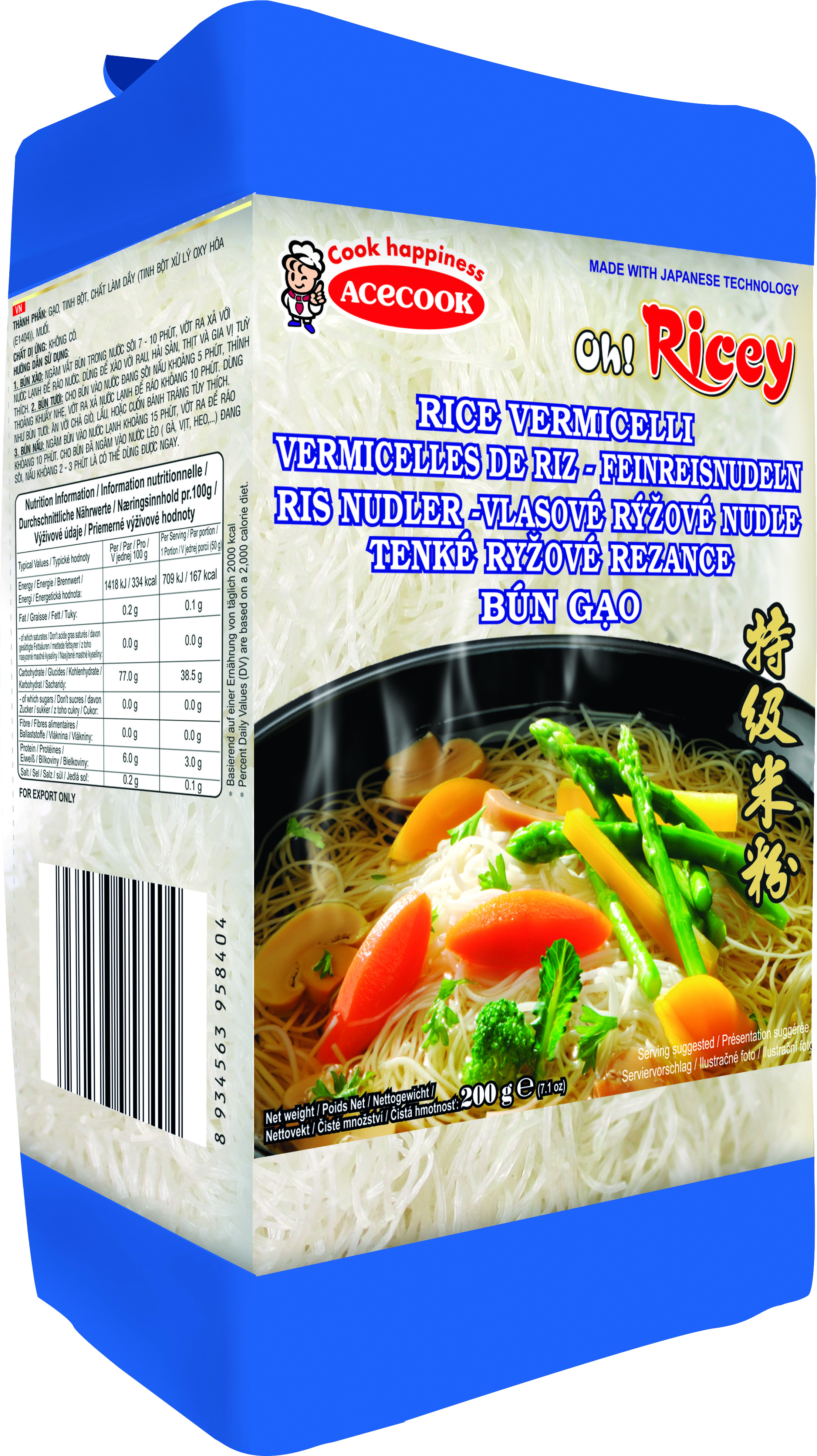 Gold Rice Vermicelli 18 X 200 Gr - Acecook