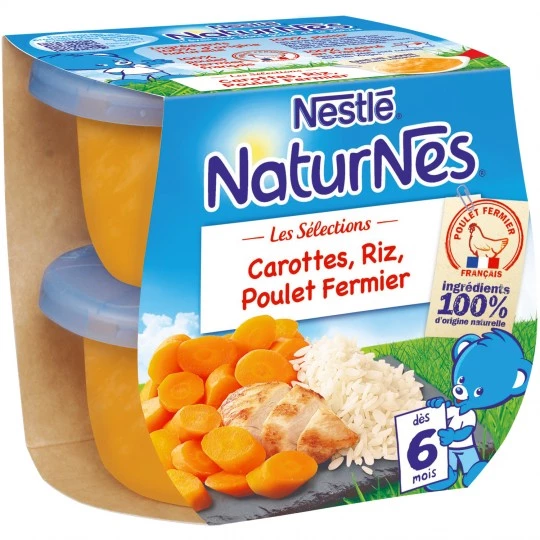 Plats bébé carottes/ riz/ poulet dès 6 mois 2x200g - NESTLE