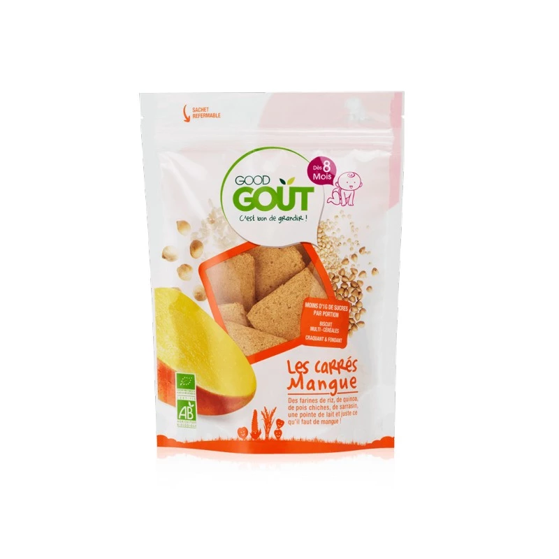 Organic square mango baby biscuits from 8 months 120g - GOOD GOUT
