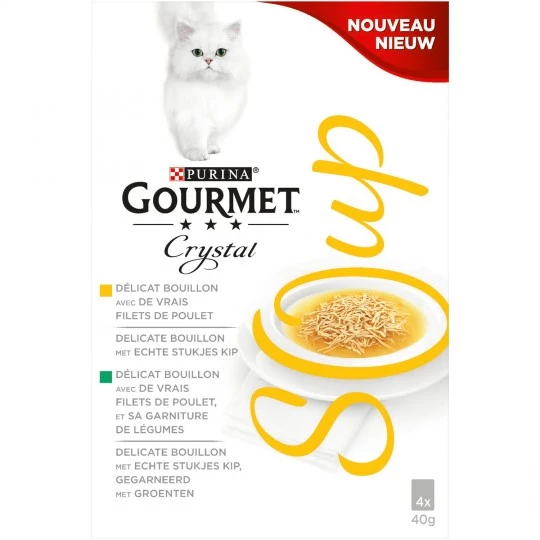 Pâtée pour chat soupe au poulet Crystal Soup GOURMET 4x40g - PURINA
