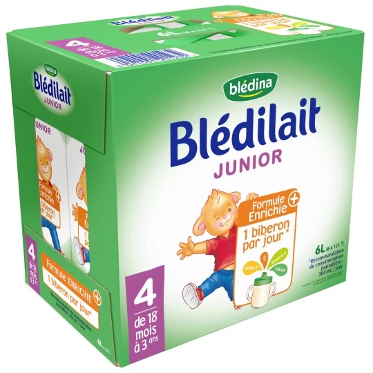 Bledilait junior liquid milk from 18 months 6x1L - BLEDINA