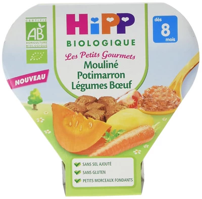 Plat bébé BIO mouliné potimarron/ légumes/ bœuf dès 8 mois 200g - HIPP