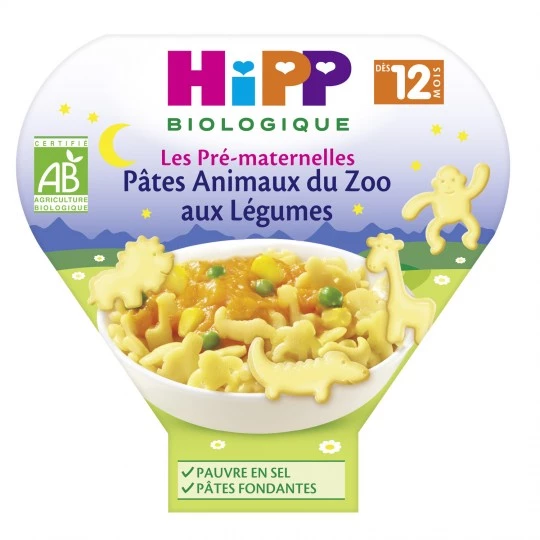 Plat bébé pâtes animaux & légumes Bio dès 12 mois 230g - HIPP