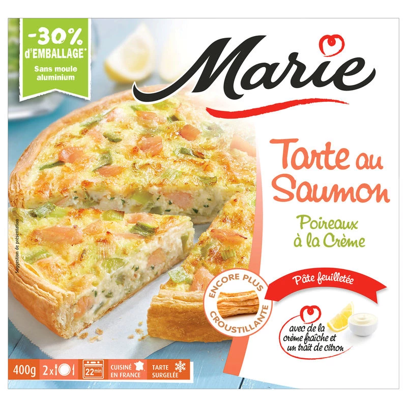 Tarte saumon, poireaux, crème 400g - MARIE