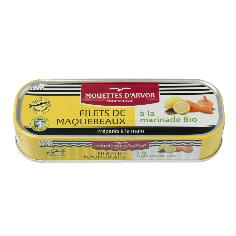 Mackerel Fillets in Organic Marinade 176g - LES MOUETTES D'ARMOR