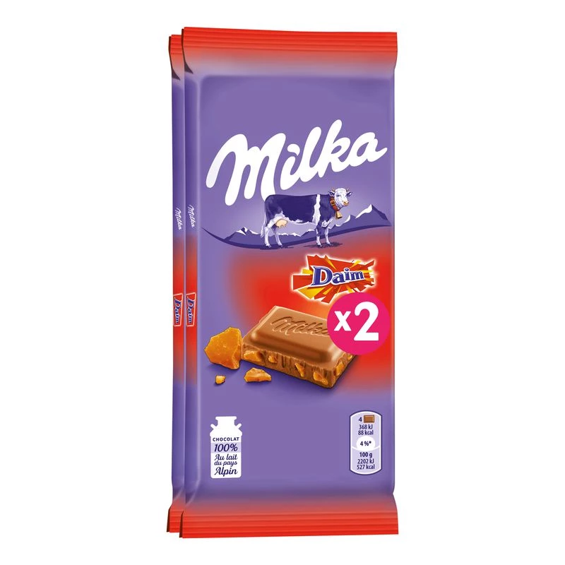 Tablette de chocolat au daim 2x100g - MILKA
