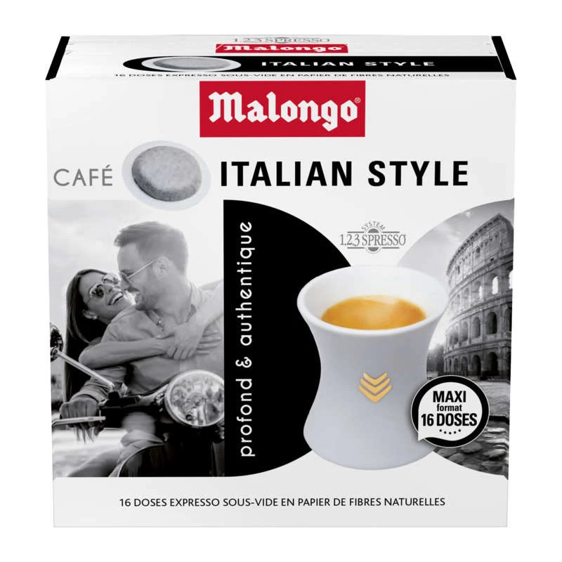 Café italian style x16 dosettes 104g - MALONGO