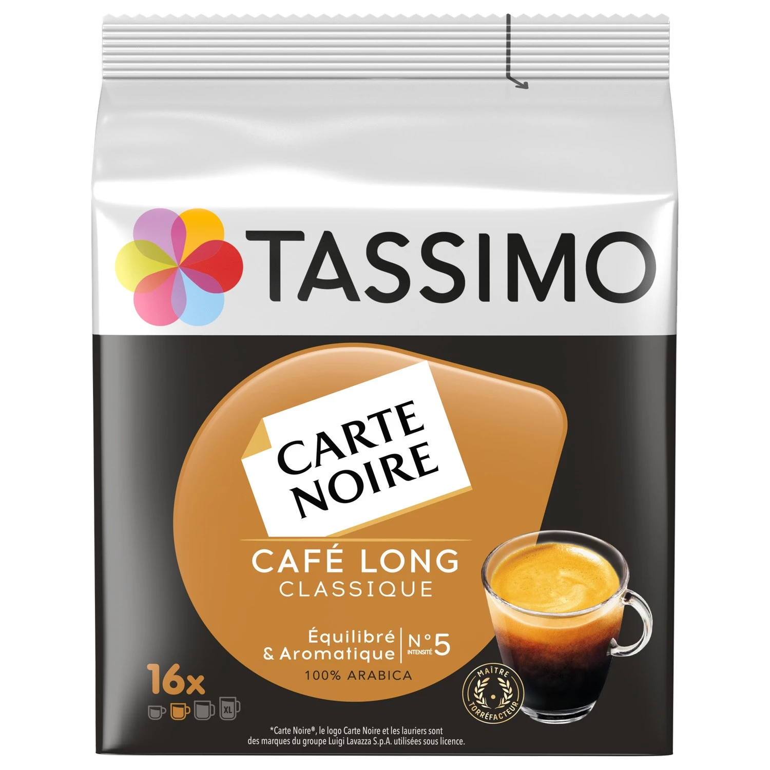 Classic long coffee black card n°5 x16 104g - TASSIMO