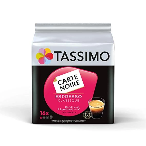 Classic black card espresso coffee x16 pods 104g - TASSIMO