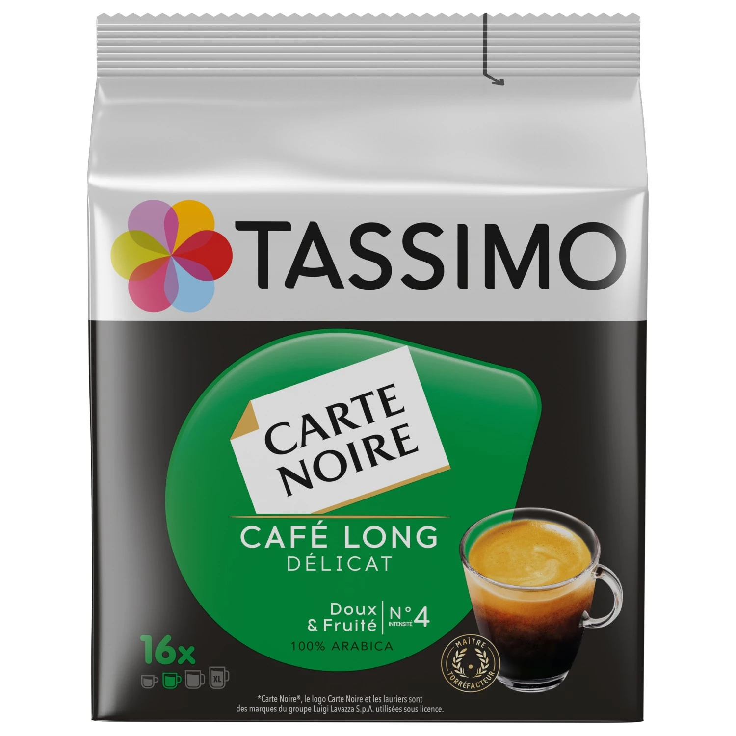 Delicate long coffee black card n°4 x16 pods - TASSIMO