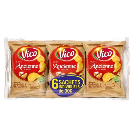 Old Fashioned Crisps with Fine Salt, 6x30g - VICO