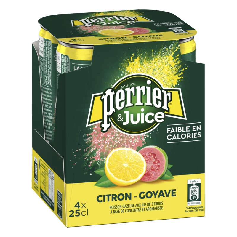 Lemon-guava flavored sparkling water 4x25cl - PERRIER & JUICY