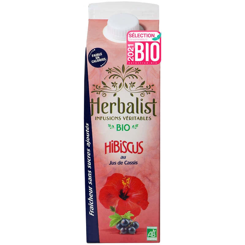 Infusions Végétales Hibiscus au Jus  de Cassis Bio 1l - HERBALIST
