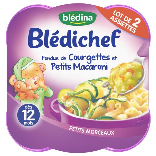 Món ăn cho bé từ 12 tháng; Bí ngòi/mì ống Blédichef 2x230 g - BLÉDINA