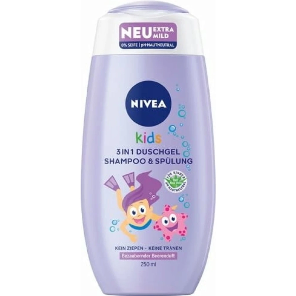 Shower gel. 3 In 1 Shampoo And Conditioner Berry Scent 250 Ml - NIVEA
