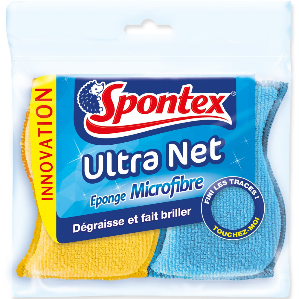 Spontex Eponge Microfibre Ultra Net Fini Les Traces Par 2 (lot de