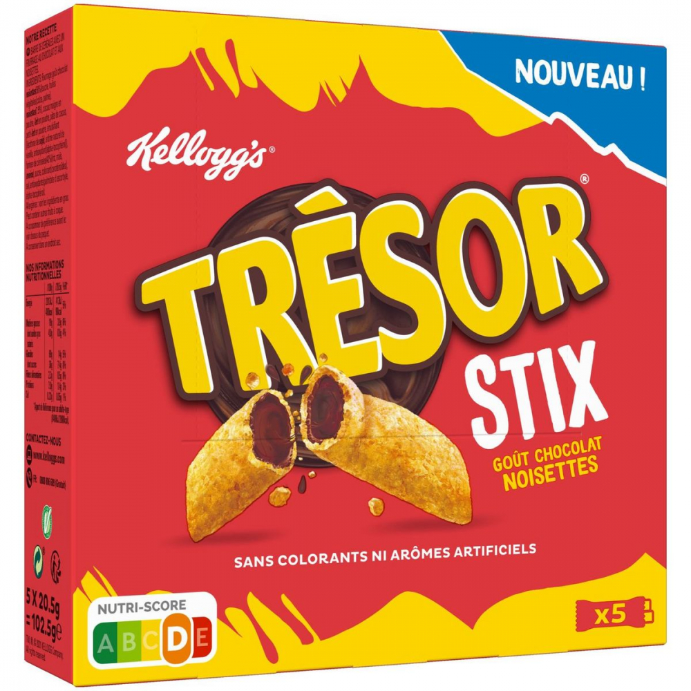 Tresor Stix Chocolate Avellanas 5x20,5g - KELLOGG'S