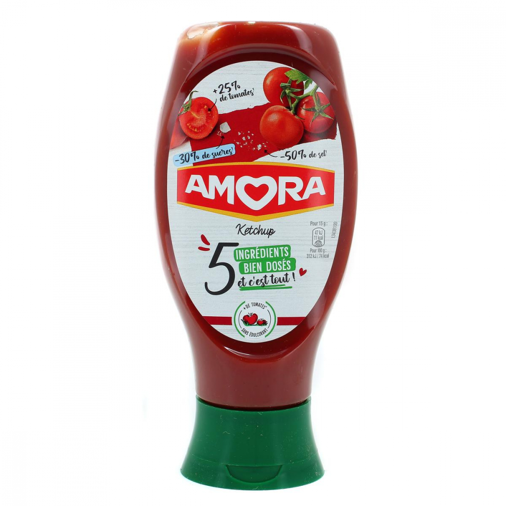 Ketchup 5 ingrédients, 468g - AMORA