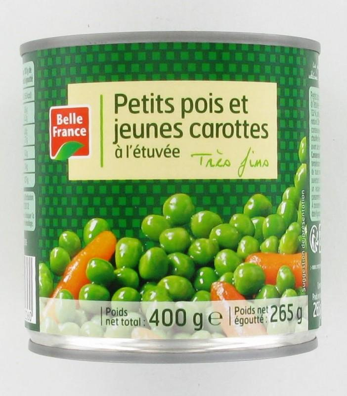 非常に細かいエンドウ豆と若いニンジン 265g - BELLE FRANCE