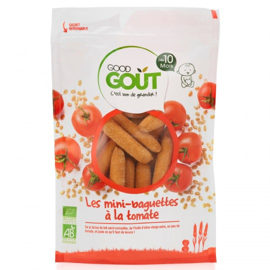 Biscuits Salés Bébé Dès 12 mois Mini Baguettes À La Tomate Bio 70g - GOOD GOUT