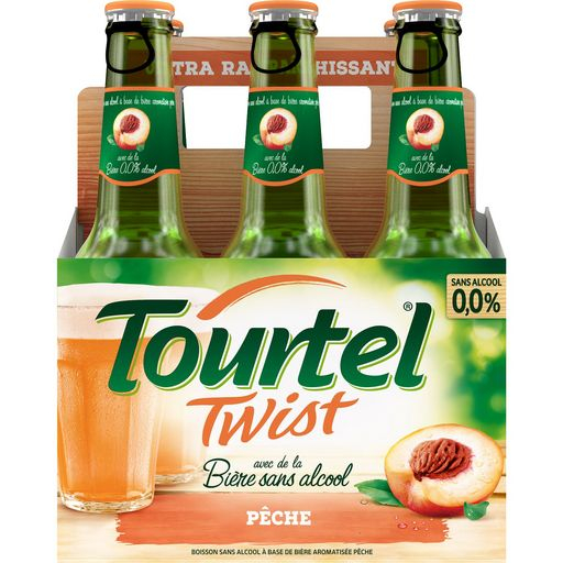Cerveja Não Alcoólica com Suco de Pêssego, 6x27,5cl - TOURTEL