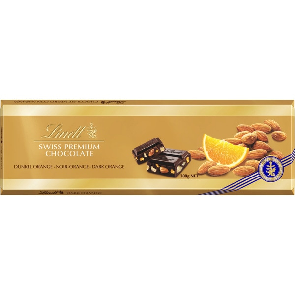 Swiss Premium Chocolate Noir Orange Tablette 300g - LINDT