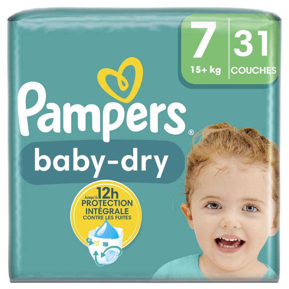 Couches Baby-dry Xxl T7 - +15kg - PAMPERS