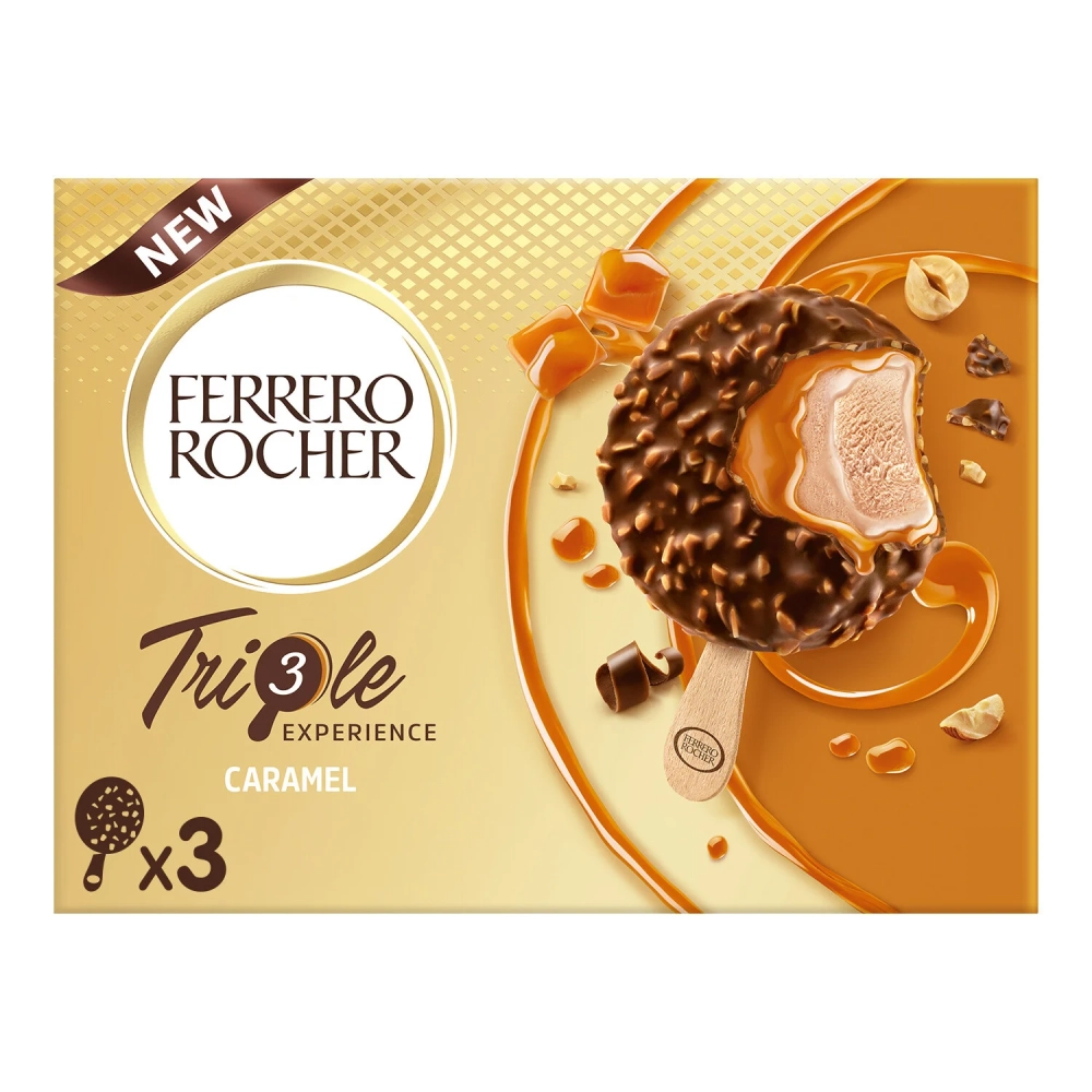 Ferrero Rocher Gelato Al Caramello E Nocciole 3x46g - FERRERO