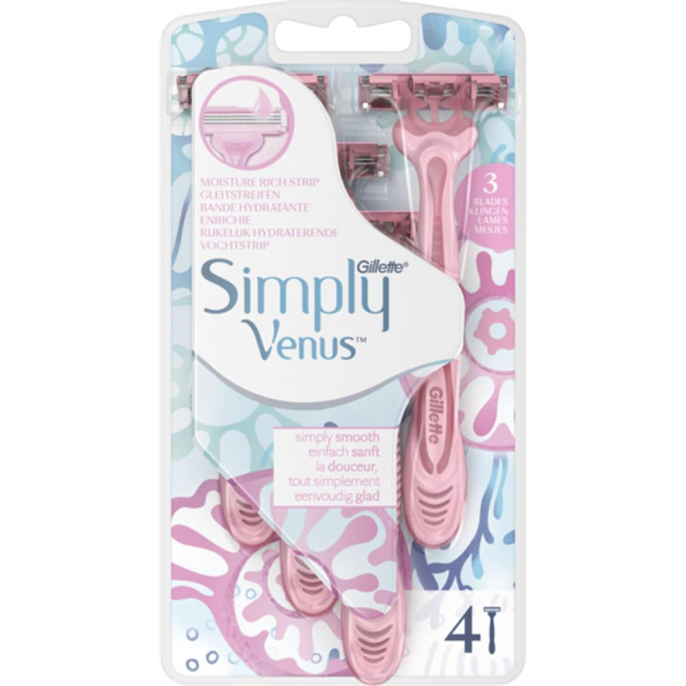 Simply Venus Maquinilla de Afeitar Desechable Mujer 4 Piezas - Gillette