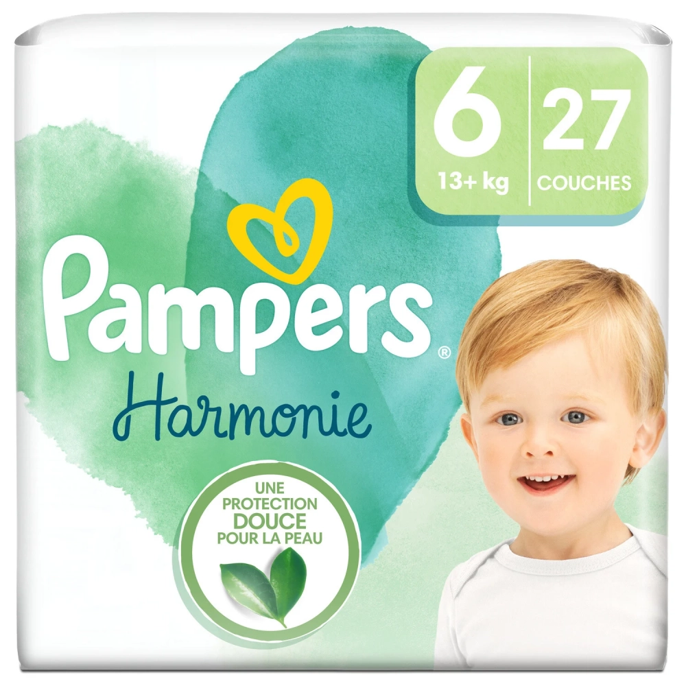 PAMPERS HARMONY BABY DIAPERS - SIZE 6 - 27 DIAPERS (13 + KG)