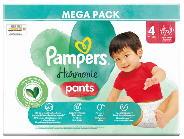 Pampers Harmonie, taille 6 PANTS, 72 couches
