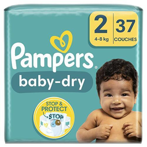 PAMPERS COUCHE BABY-DRY TAILLE 2 (4-8KG), 37 COUCHES - PAMPERS