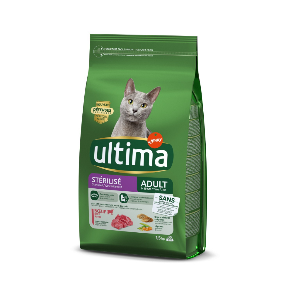 Croquetes para gatos bovinos esterilizados 1,5kg - ULTIMA