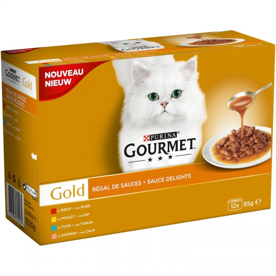 Paté voor volwassen kattentraktatie met Gourmet-sauzen 12X85g - PURINA