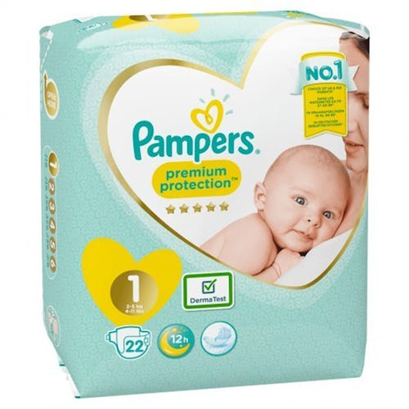 Couches Premium Protection T1 - 2/5 Kg - PAMPERS