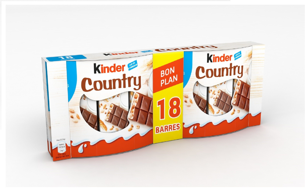 Barra de chocolate Kinder Country con cereales, 9x2, 423 g - FERRERO