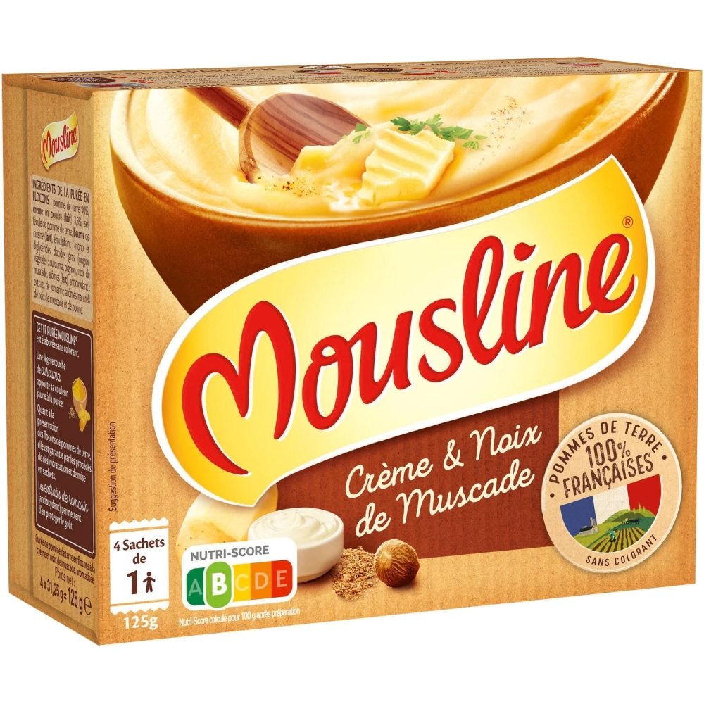 Mousline Puree Crème en Nootmuskaat, 4X31,25g - MAGGI
